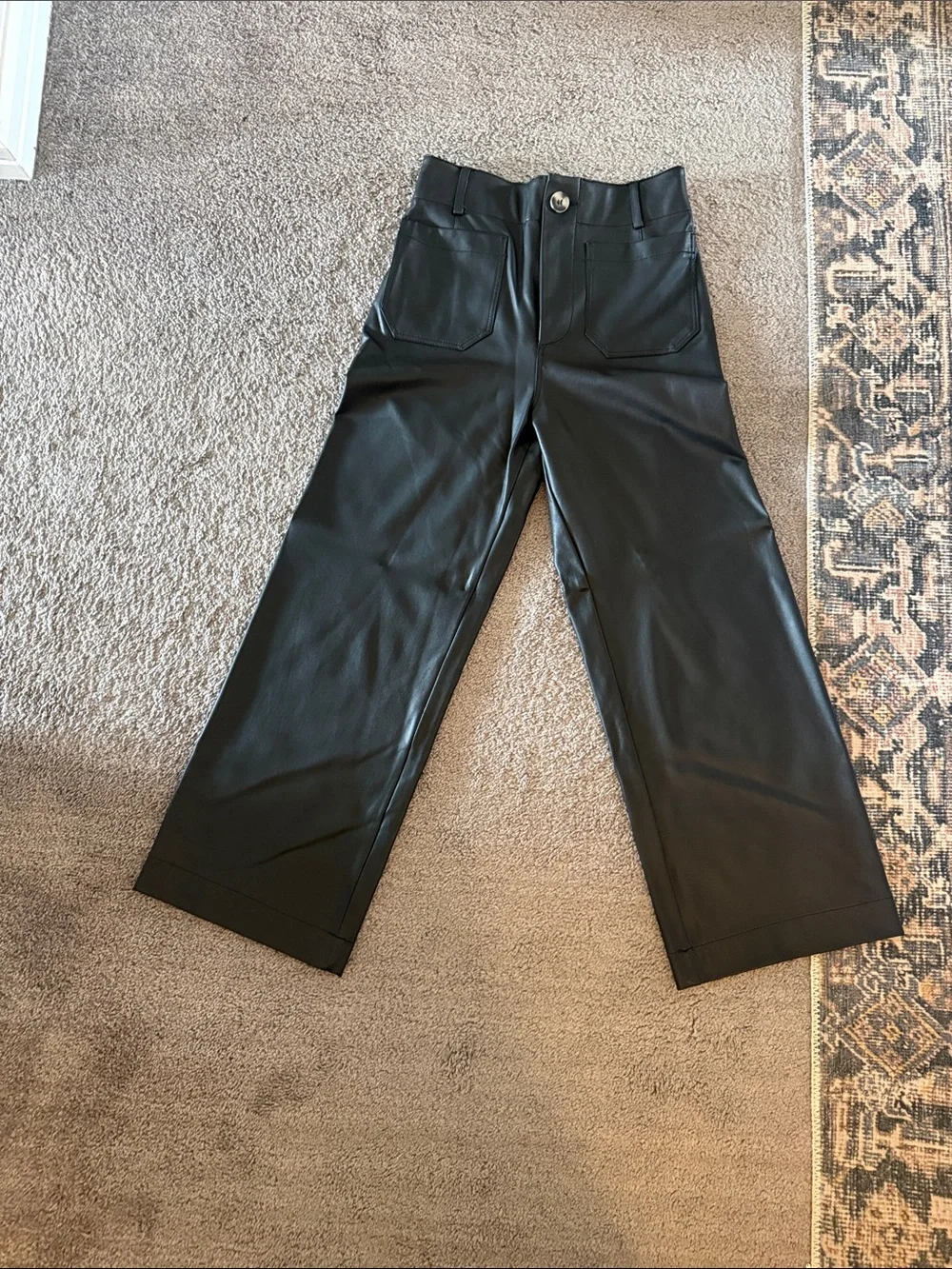 Maeve Black Faux Leather Skirt